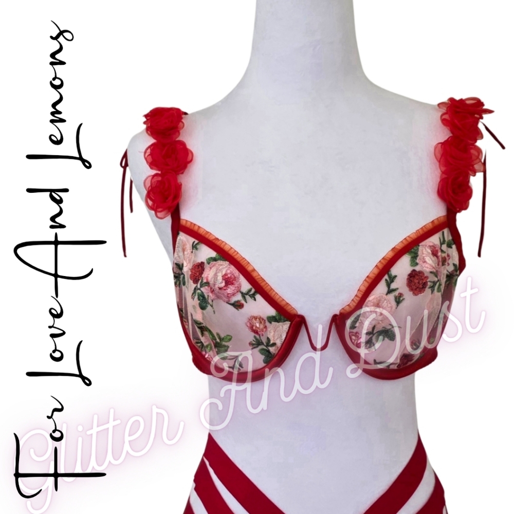 For Love And Lemons Anika Collection Rose Bra